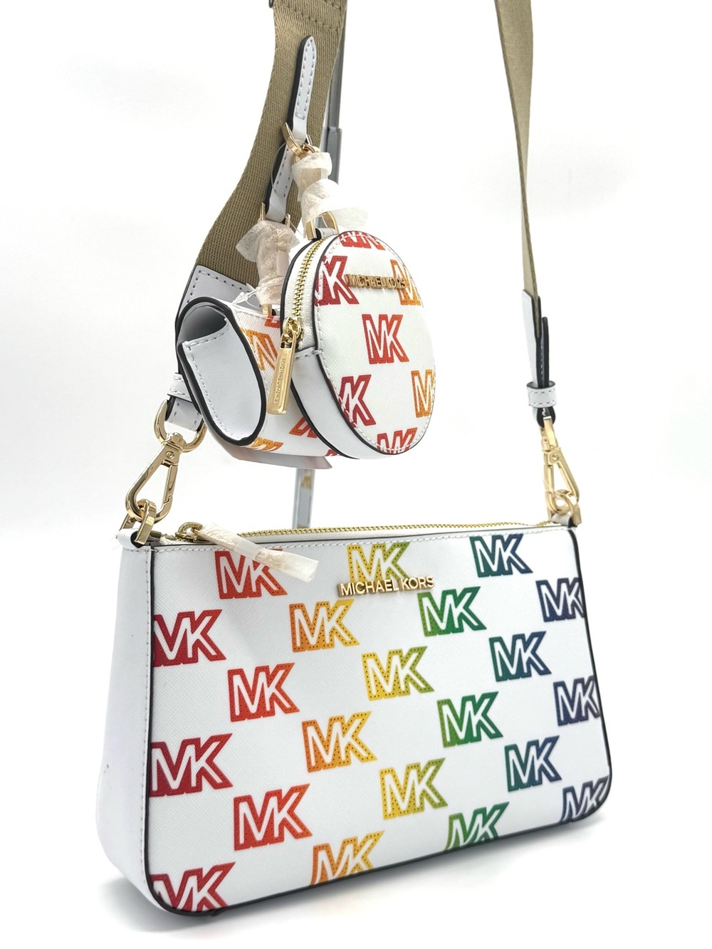 Michael Kors Jet Set Price Medium Crossbody W Tech Accessories Rainbow